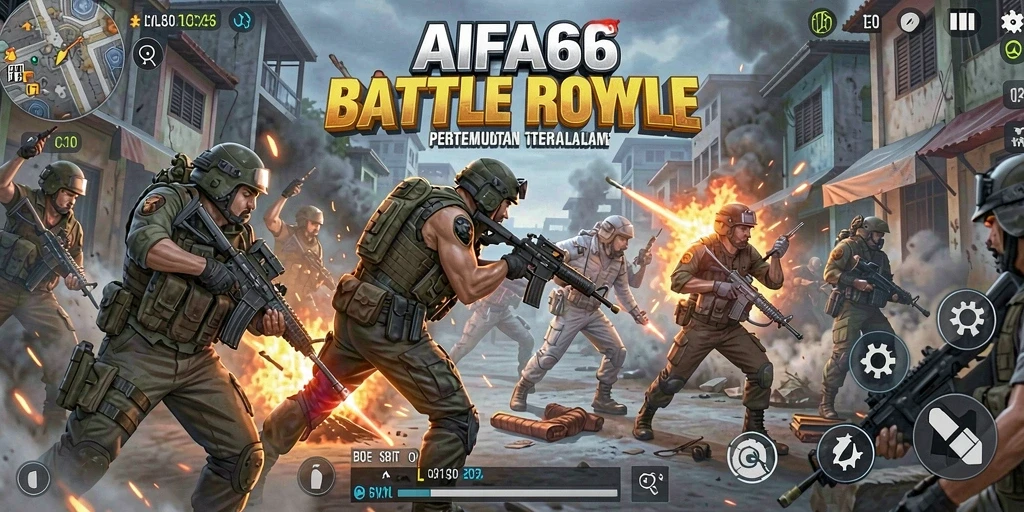 Tampilan gameplay epik dalam AIFA66 di arena Battle Royale.