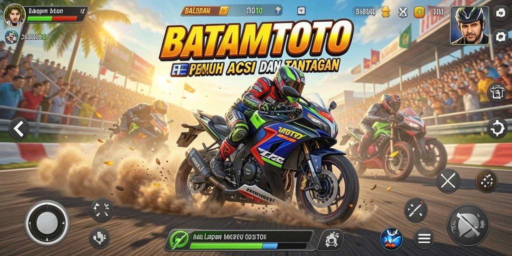 Screenshot utama gameplay Motor Racing BATAMTOTO yang seru dan menantang.