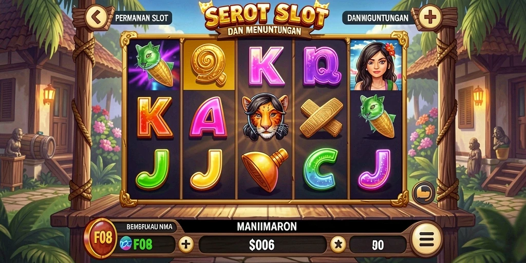 Tangkapan layar utama F08 menampilkan gameplay Slot yang mendebarkan dan penuh warna.