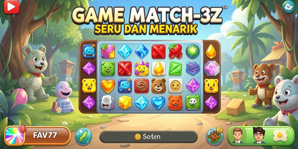 Tampilan gameplay FAV77 dalam aksi Match-3 yang seru.