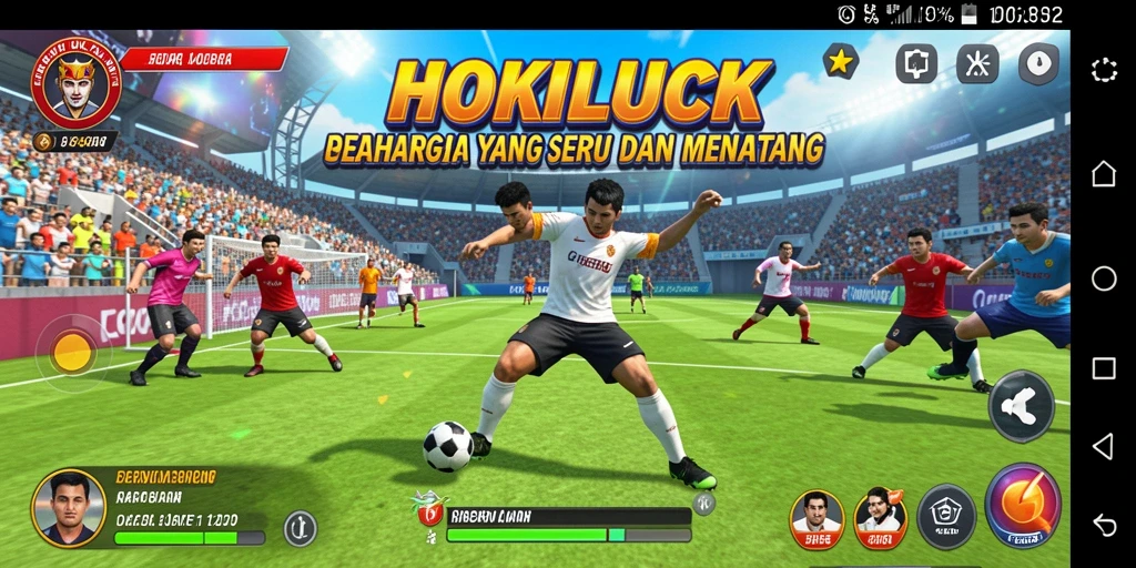 Tampilan gameplay menegangkan dari HOKILUCK yang penuh aksi olahraga.