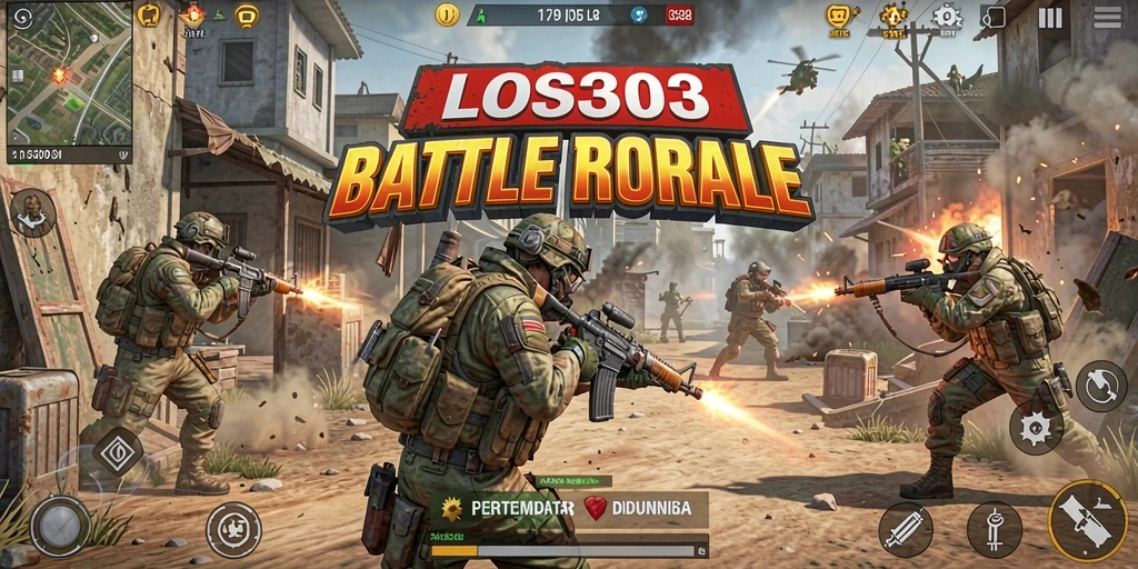 Tampilan gameplay seru LOS303 dengan pertempuran intens di arena Battle Royale.