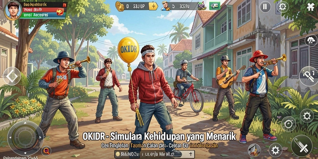 Screenshot dari gameplay menarik di OKIDR menunjukkan interaksi karakter.