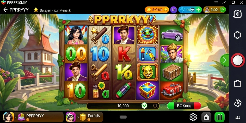 Tampilan gameplay Slot PPRRYY yang penuh warna dan dinamis.