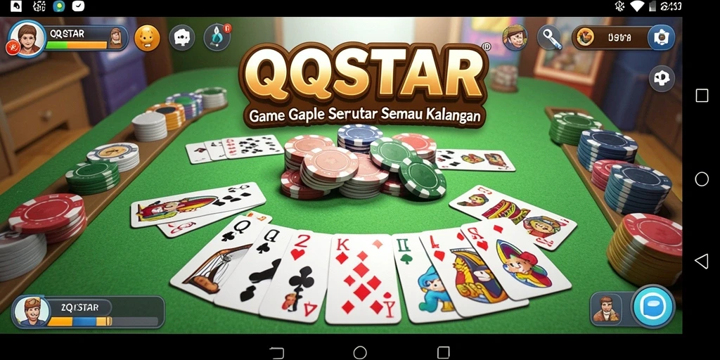Tampilan gameplay seru yang menunjukkan suasana Gaple di QQSTAR.