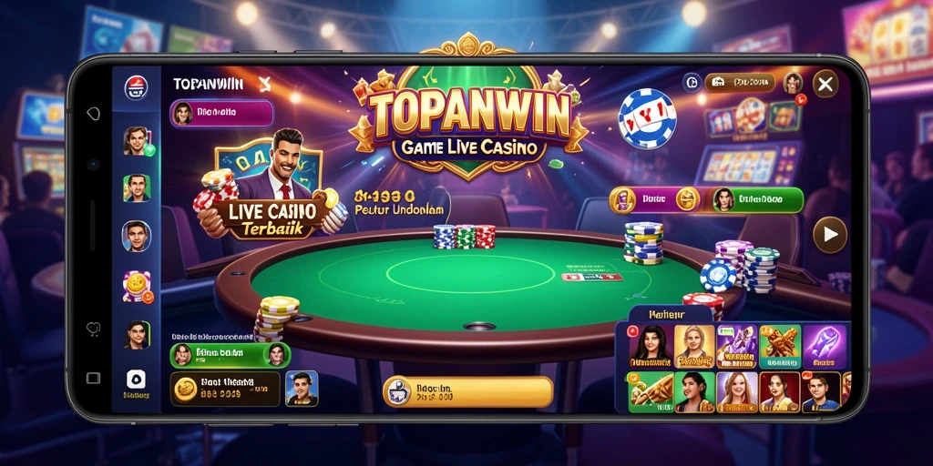 Screenshot gameplay Live Casino TOPANWIN menampilkan dealer langsung dan suasana kasino.